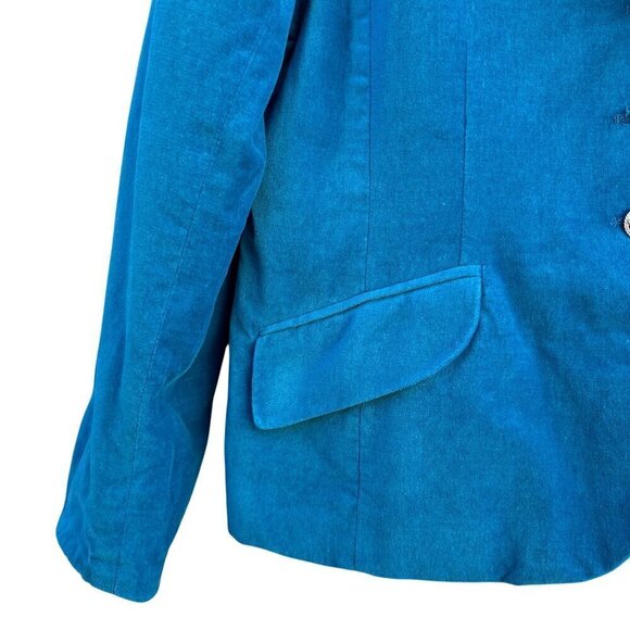 George Womens Teal Velvet Rhinestone Button Single Breasted Glam Blazer Jacket 1 - Picture 3 of 10